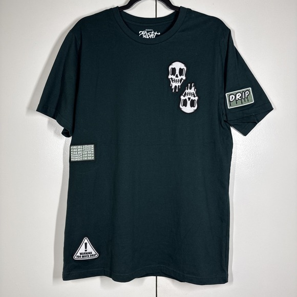 Eighty Eight Brand Other - Eighty Eight Brand Mens L Forest Green Graphic Patch Melting Skull Drip T-Shirt